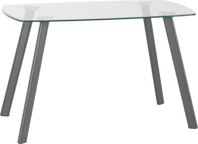 Abbey Dining Set | Clear Glass-Grey-Grey Faux Leather | Furniture Cash and Carry