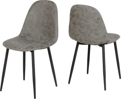 Athens Chair Box of 2 | Grey Faux Leather | Furniture Cash and Carry