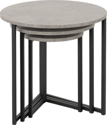 Athens Round Nest of Tables | Concrete Effect-Black | Furniture Cash and Carry