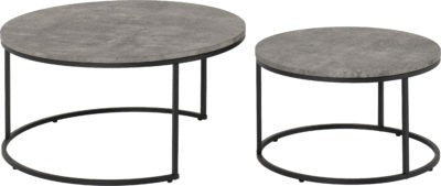 Athens Round Coffee Table Set | Concrete Effect-Black | Furniture Cash and Carry