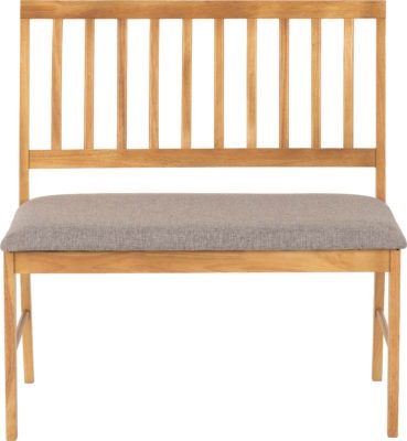 Austin Dining Bench | Oak Effect-Grey Fabric | Furniture Cash and Carry