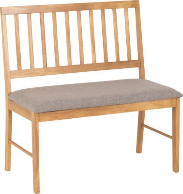 Austin Dining Bench | Oak Effect-Grey Fabric | Furniture Cash and Carry
