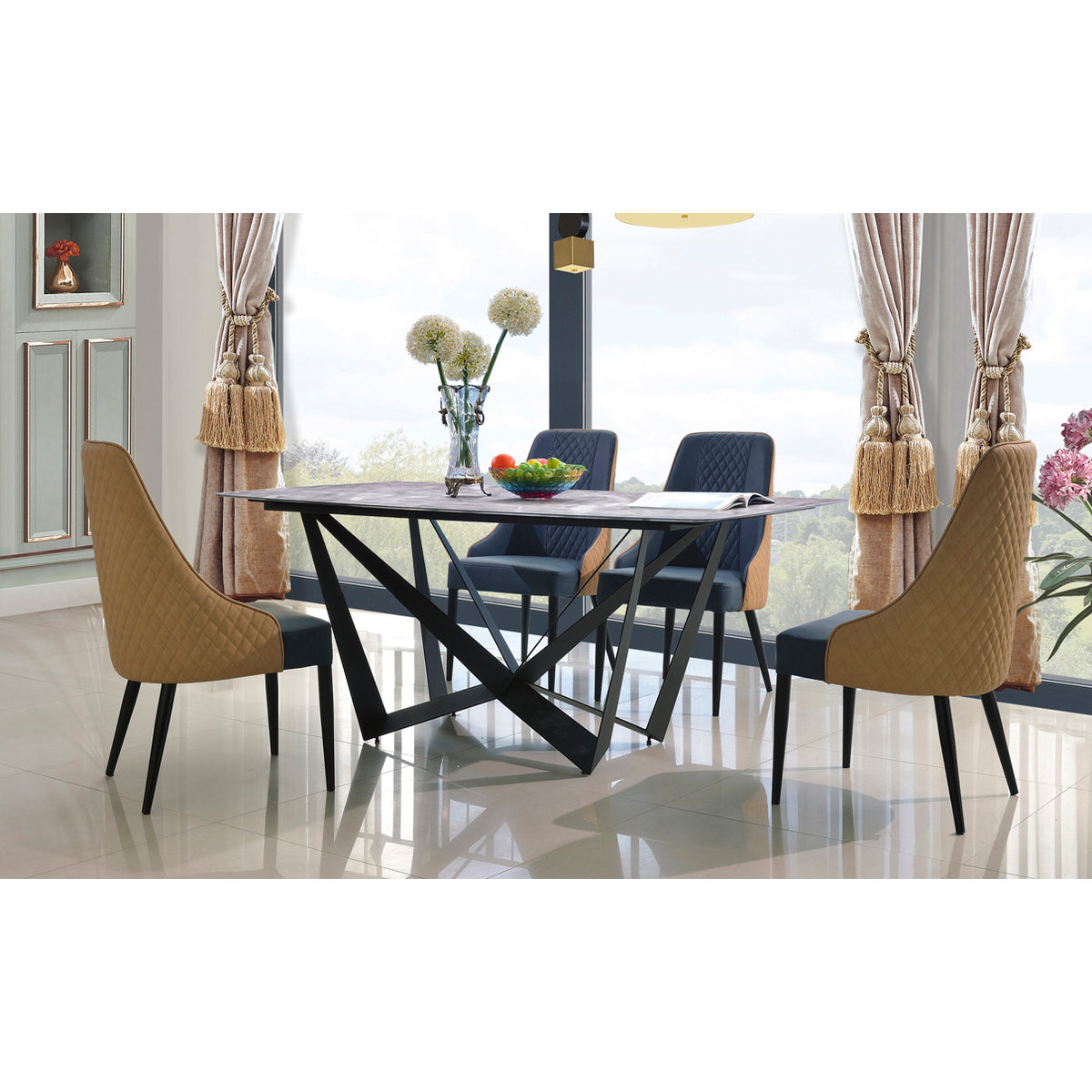 Adelaide PU Dining Chair with Black Metal Legs (Set of 2)