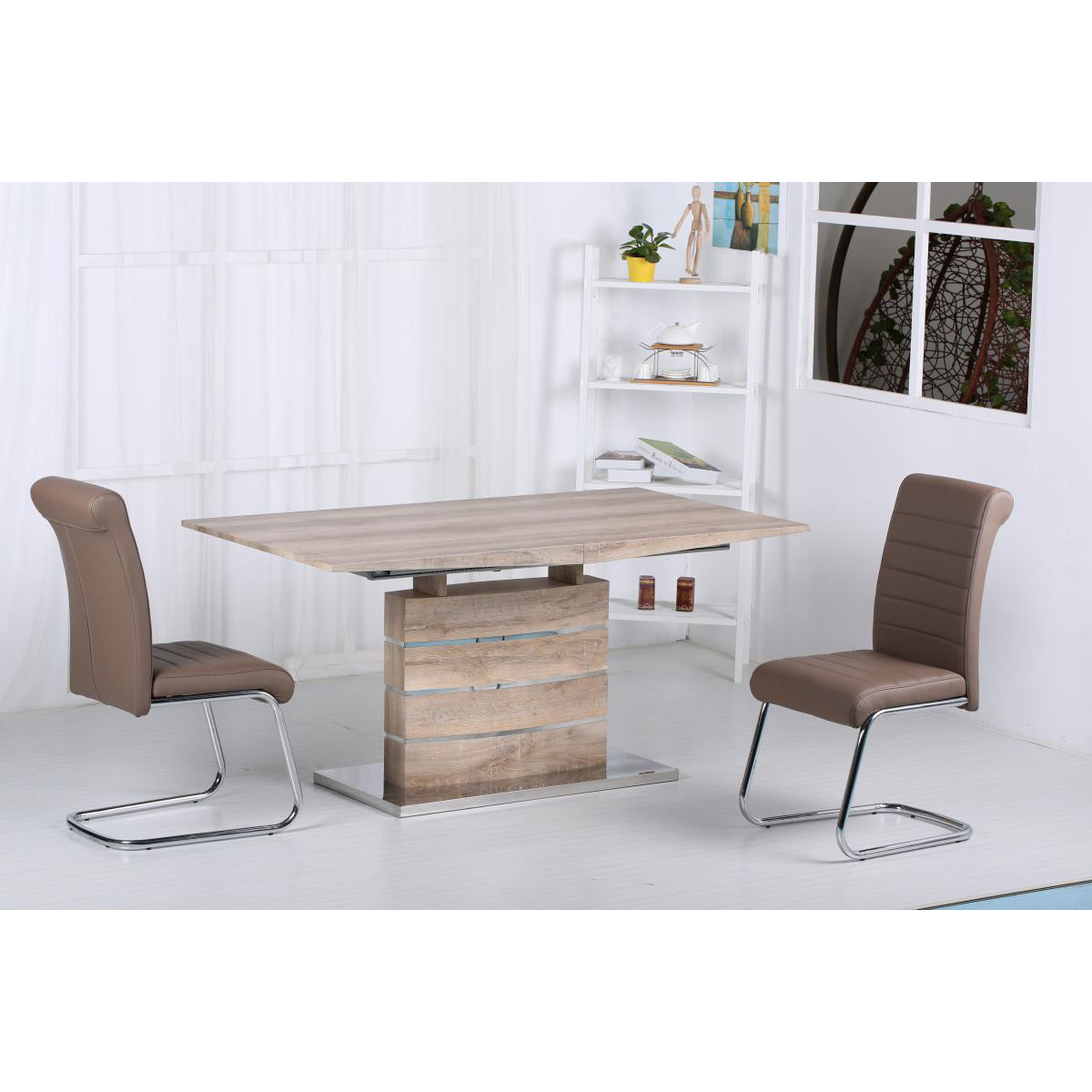 Astra PU Chairs Chrome (2s) - Brown (Set of 2)