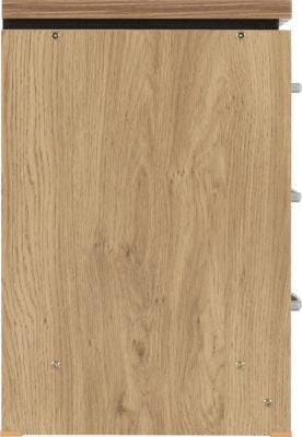 Charles 3 Drawer Bedside Chest | Oak Effect Veneer with Walnut Trim | Furniture Cash and Carry