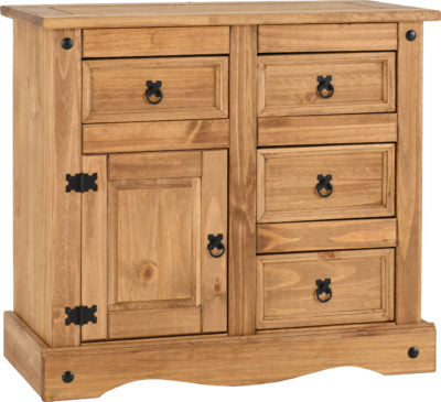 Corona 1 Door 4 Drawer Sideboard | Distressed Waxed Pine | Furniture Cash and Carry