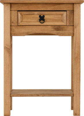 Corona 1 Drawer Console Table with Shelf | Distressed Waxed Pine | Furniture Cash and Carry