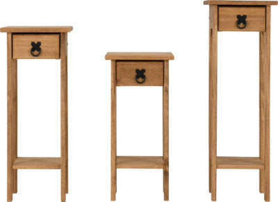 Corona Plant Stands Set of 3 | Distressed Waxed Pine | Furniture Cash and Carry