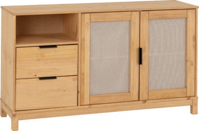 Corona Rattan 2 Door 2 Drawer Sideboard | Distressed Wax Pine-Rattan Effect | Furniture Cash and Carry