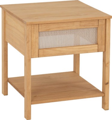 Corona Rattan Side Table | Distressed Wax Pine-Rattan Effect | Furniture Cash and Carry