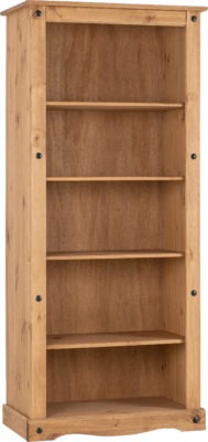 Corona Tall Bookcase | Distressed Waxed Pine | Furniture Cash and Carry
