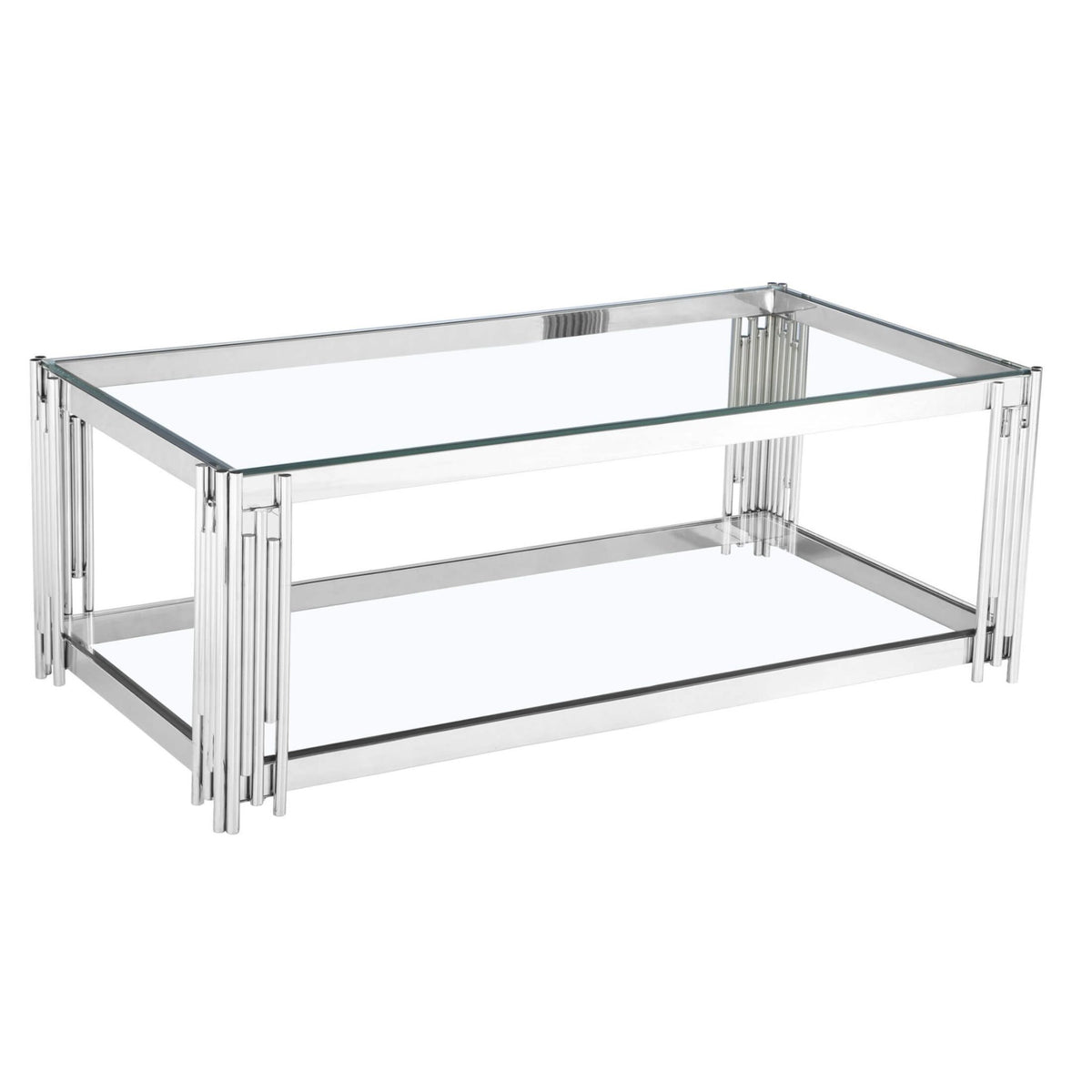 Cleveland Clear Glass Coffee Table - Silver
