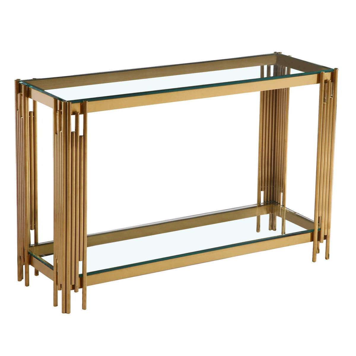 Cleveland Clear Glass Console Table - Gold