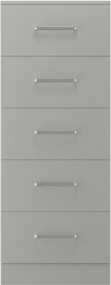 Dakota 5 Drawer Narrow Chest | Light Grey | Furniture Cash and Carry