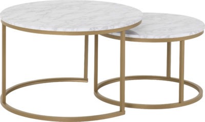 Dallas Round Coffee Table Set | Marble-Gold Effect | Furniture Cash and Carry