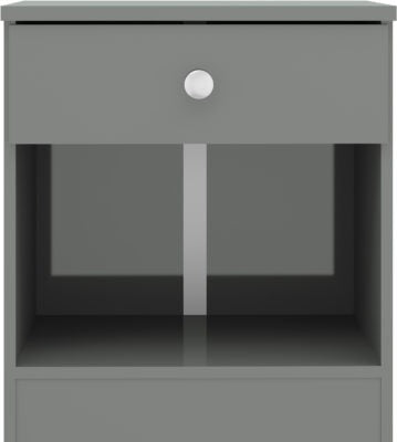 Denver 1 Drawer Bedside | Grey Gloss | Furniture Cash and Carry