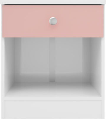 Denver 1 Drawer Bedside | White-Pink Gloss | Furniture Cash and Carry