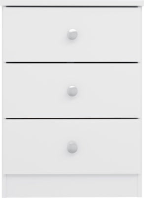 Denver 3 Drawer Bedside | White Gloss | Furniture Cash and Carry