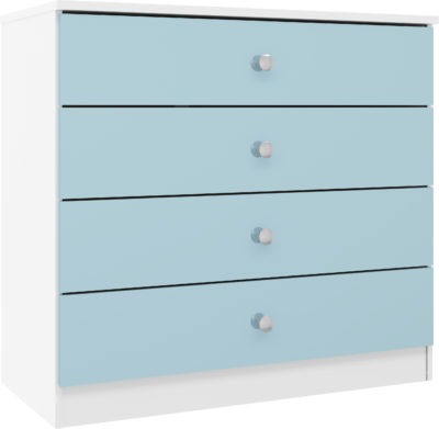Denver 4 Drawer Chest | White-Blue Gloss | Furniture Cash and Carry