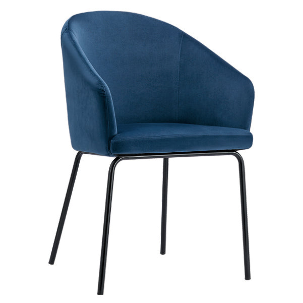 Hamburg Velvet Dining Chair Blue with Black Legs (Set of 2)