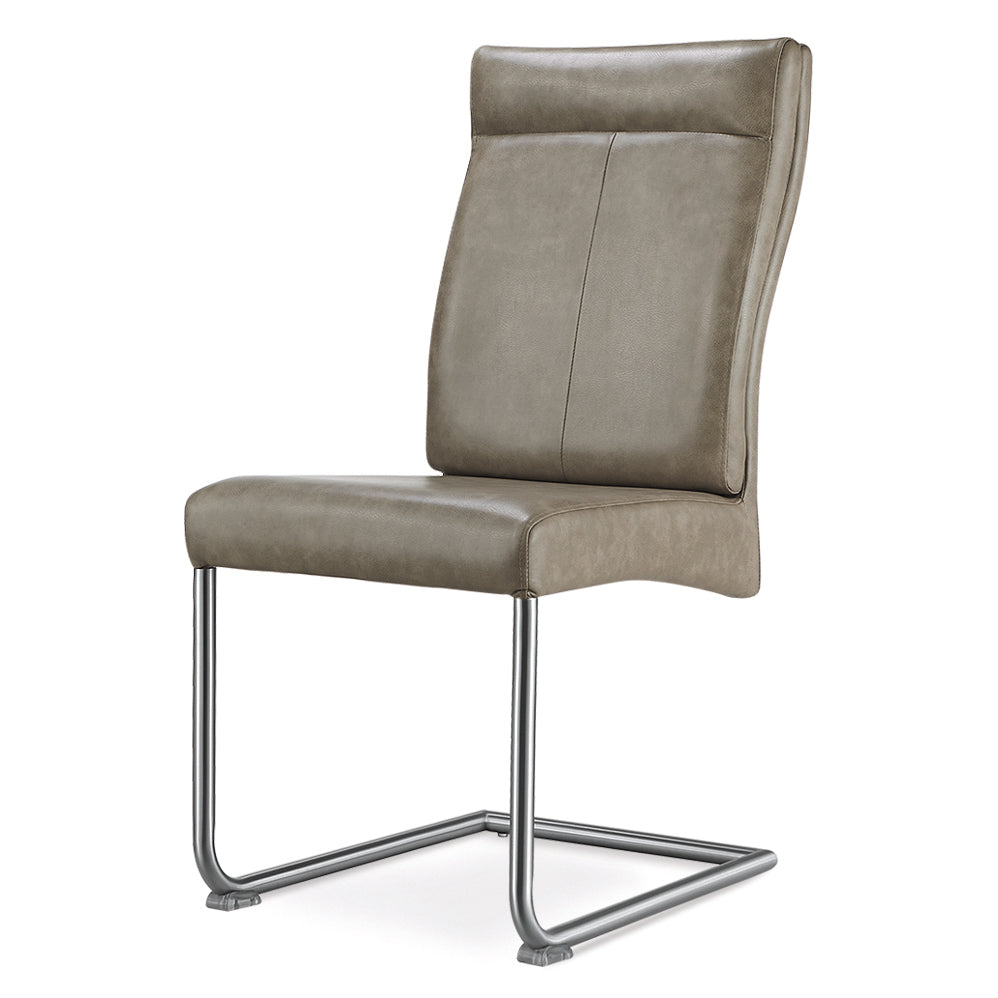 Harper Special PU Brown Chairs with Brushed Stainless Steel (2s) (Set of 2)