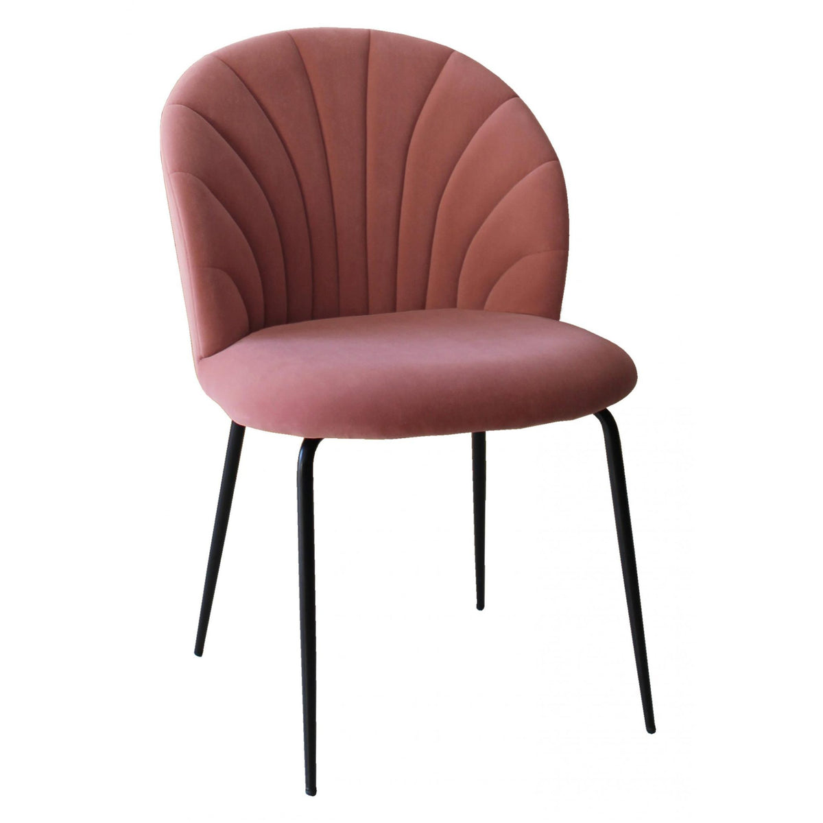 Highford Velvet Dining Chair Pink with Black Metal Legs (Set of 4)