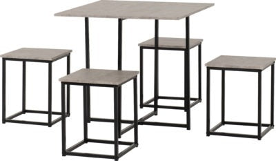 Kent 1+4 Stowaway Dining Set | Stone Effect-Black | Furniture Cash and Carry