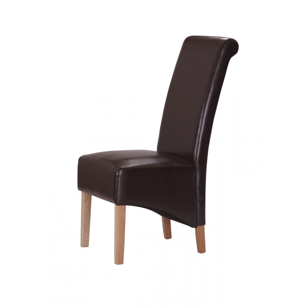 Kelsey Bonded Leather Chair Solid Oak Leg - Brown (Set of 2)