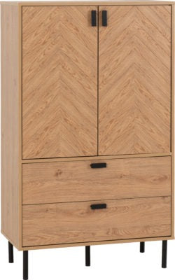 Leon 2 Door 2 Drawer Cabinet | Medium Oak Effect | Furniture Cash and Carry