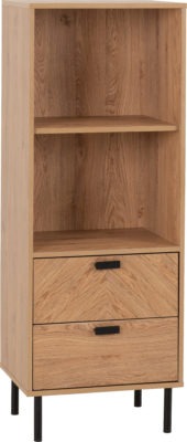 Leon 2 Drawer 2 Shelf Cabinet | Medium Oak Effect | Furniture Cash and Carry