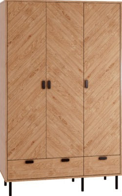 Leon 3 Door 2 Drawer Wardrobe | Medium Oak Effect | Furniture Cash and Carry