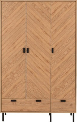 Leon 3 Door 2 Drawer Wardrobe | Medium Oak Effect | Furniture Cash and Carry