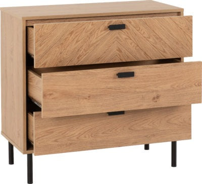 Leon 3 Drawer Chest | Medium Oak Effect | Furniture Cash and Carry