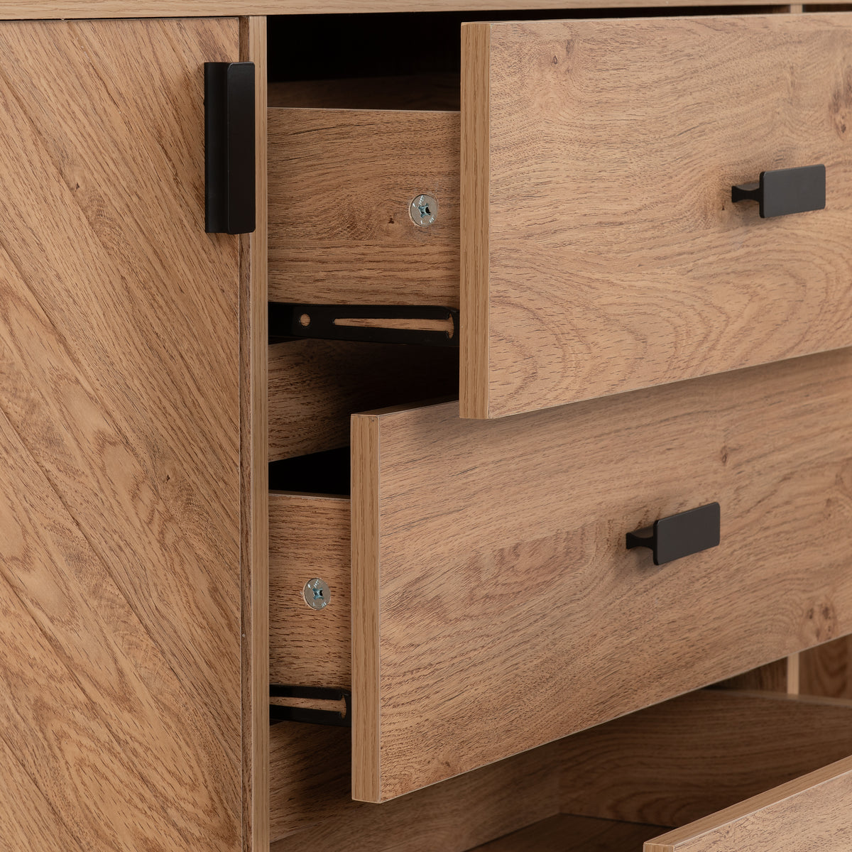 Leon 2 Door 3 Drawer Sideboard - Medium Oak Effect