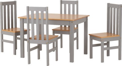 Ludlow 1+4 Dining Set | Grey Slate-Oak Lacquer | Furniture Cash and Carry