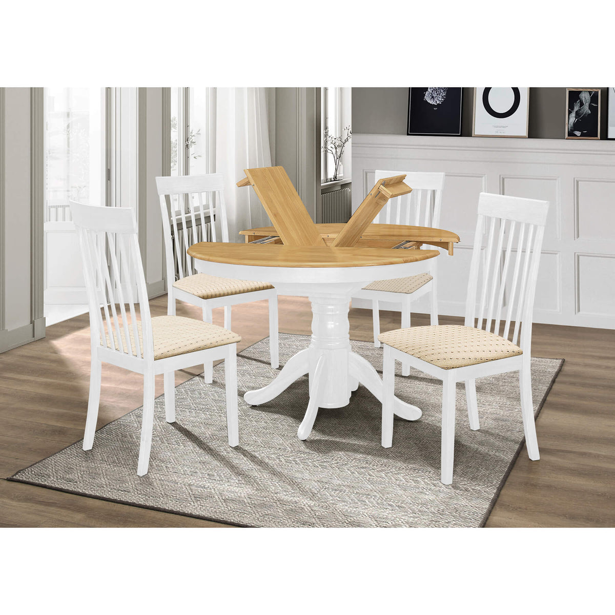 Leicester Chairs White & Light Oak (2s)