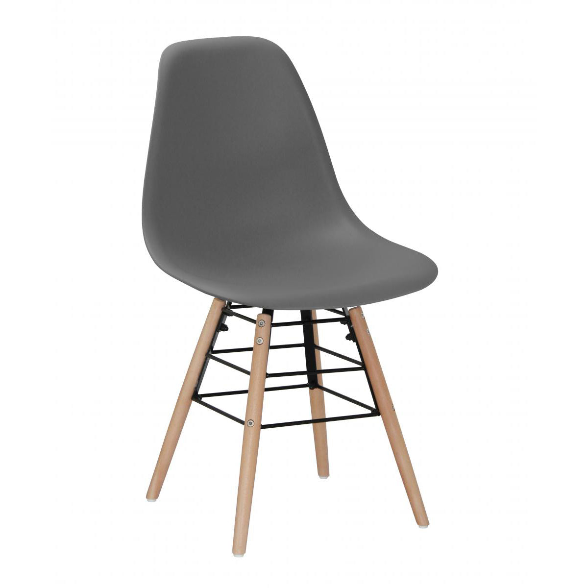 Lilly Plastic (PP) Chairs with Solid Beech Legs - Dark Grey (Set of 4)