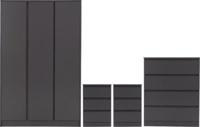 Malvern 3 Door Wardrobe Bedroom Set | Grey | Furniture Cash and Carry