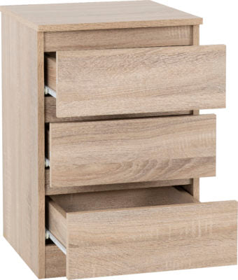 Malvern 3 Drawer Bedside | Sonoma Oak Effect | Furniture Cash and Carry