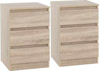 Malvern 3 Drawer Bedside PAIR | Sonoma Oak Effect | Furniture Cash and Carry
