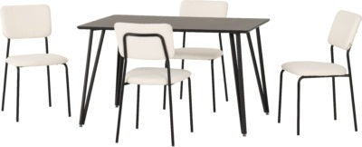 Marlow Dining Set with Sheldon Chairs | Black Marble Effect-Black-Ivory Boucle Fabric | Furniture Cash and Carry