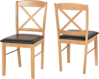 Mason Chair Box of 2 | Oak Varnish-Brown Faux Leather | Furniture Cash and Carry