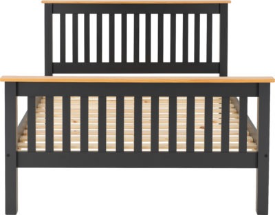 Monaco 4'6" Bed High Foot End | Dark Grey-Oak Effect | Furniture Cash and Carry