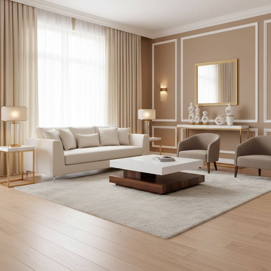 Malawi High Gloss Moveable Coffee Table White & Walnut - Walnut, White