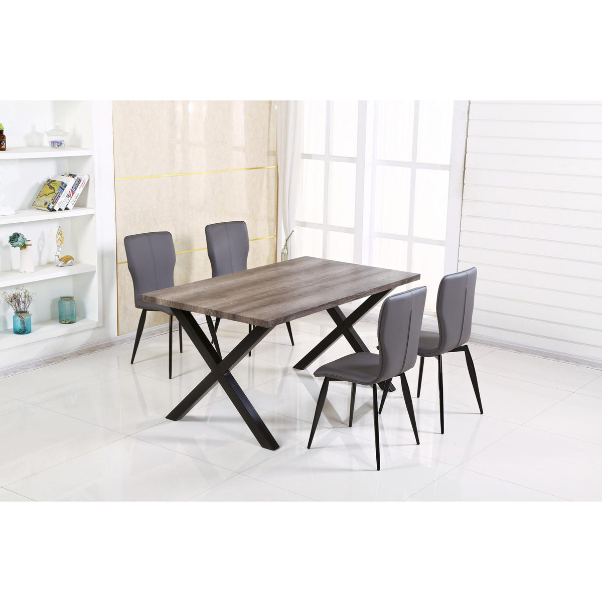Manhattan PU Chairs Grey & Black (2s) - Black, Grey (Set of 2)