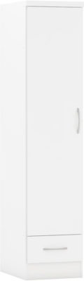 Nevada 1 Door 1 Drawer Wardrobe | White Gloss | Furniture Cash and Carry