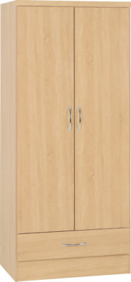 Nevada 2 Door 1 Drawer Wardrobe | Sonoma Oak Effect | Furniture Cash and Carry