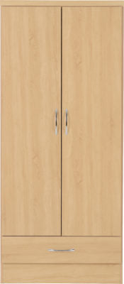 Nevada 2 Door 1 Drawer Wardrobe | Sonoma Oak Effect | Furniture Cash and Carry