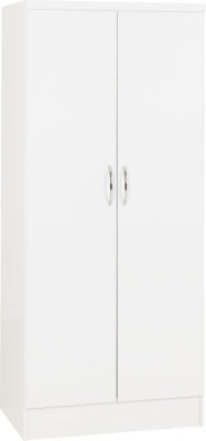 Nevada 2 Door All Hanging Wardrobe | White Gloss | Furniture Cash and Carry