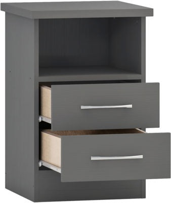 Nevada 2 Drawer Bedside | 3D Effect Grey | Furniture Cash and Carry